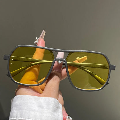 KAMMPT Irregular Rim Sunglasses Men 2025 New Fashion Vintage Double Bridge Shades Women Trendy Brand Design Mirror Sun Glasse