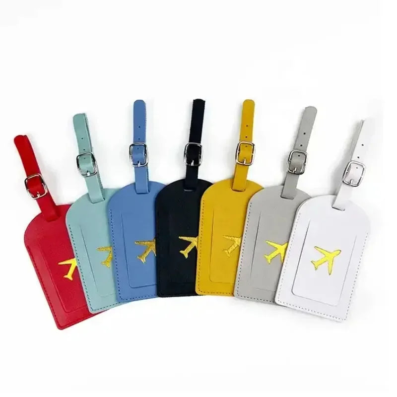Stamped Leather Business Luggage Tag Suitcase Address Label Luggage Boarding Case Label Name ID Address Clip Travel Accessori