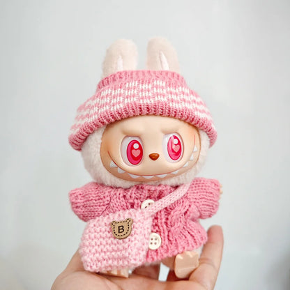 Clothes For Labubu 17cm II Idol Dolls Sitting Party The Monster Outfit Accessories Clothing Lovely Gift Cute Sweater Hat And 