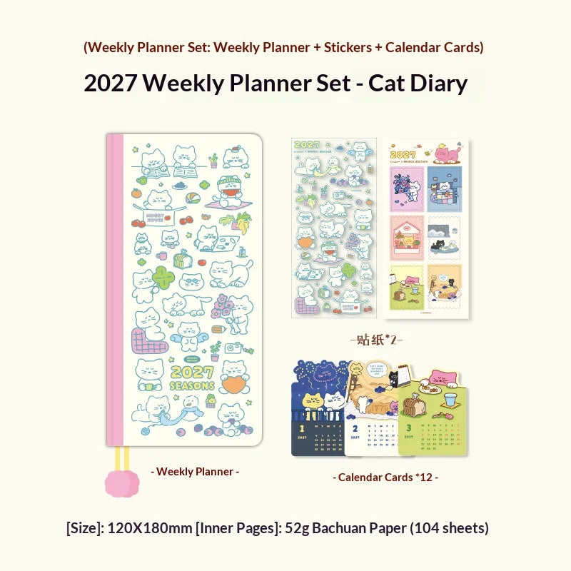 Kinbor 2027 Full Year A5 A6 Notebook Planner 52g Bachuan Paper Daily Journal Agenda Month Year Recrod Book Time Management Bo