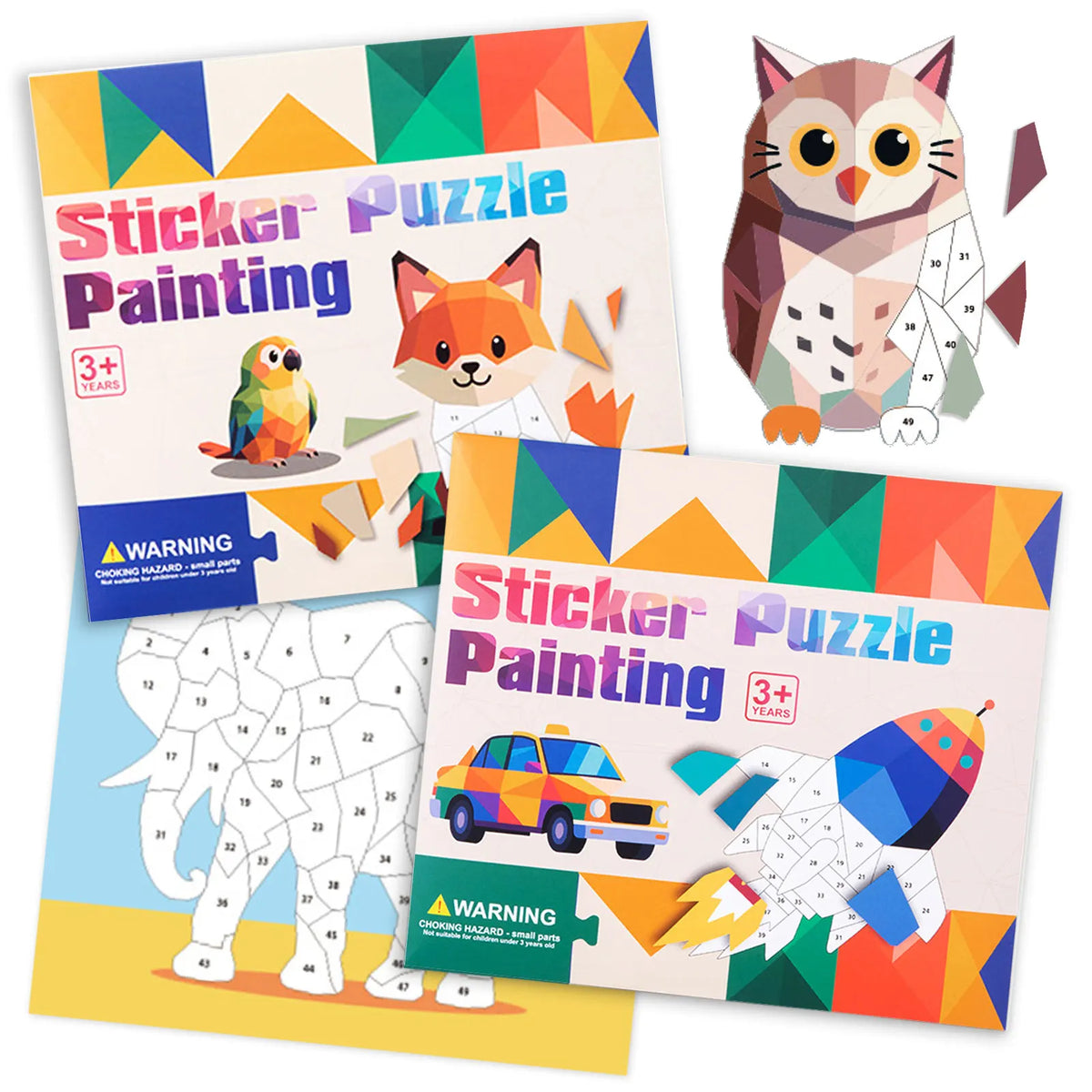 8 Patterns Puzzle Stickers Crafts for Kids Sticker Painting Gift Party Favor Creations Animal Vechile Art Play for Kids' Crea