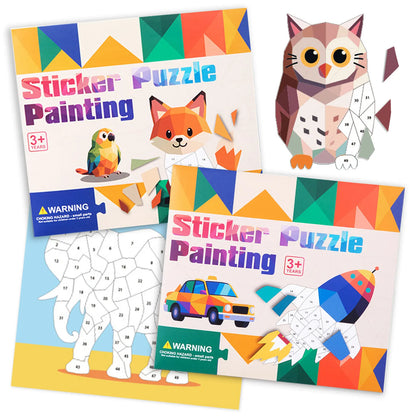 8 Patterns Puzzle Stickers Crafts for Kids Sticker Painting Gift Party Favor Creations Animal Vechile Art Play for Kids' Crea