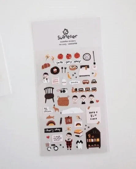 Suatelier Scrapbook Stickers Korea Stationery Junk Journal Diary Deco Sticker Scrapbooking Supplies DIY Photo Album Decoratio