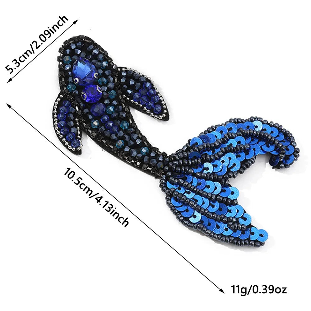 3D Marine Animal Patches Seahorse Crab Beaded Patches Starfish Handmade Cartoon Patches For DIY Craft & Cloth Decoration - Ku