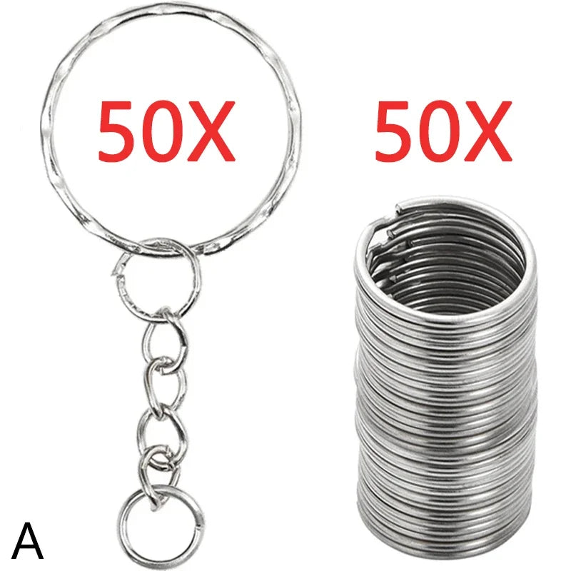 30mm/25mm/20mm Metal Key Rings Keychain Sets Keyfob Anti-rust KeyRings Key Chains Car Key Pendant Split - 100pcs set A