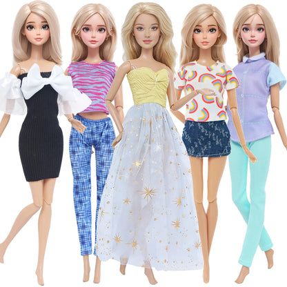 5 Set 3 Set Handmade Fashion Doll Outfit Daily Casual Wear Blouse Shirt Vest Bottom Pants Skirt Clothes for 1/6 Doll Accessor