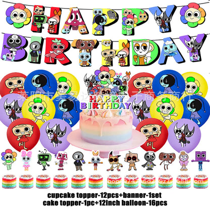 Dandys World Theme Birthday Party Decoration Disposable Tableware Dandy Balloon Napkin Backdrop For Baby Shower Kid Gift Supp