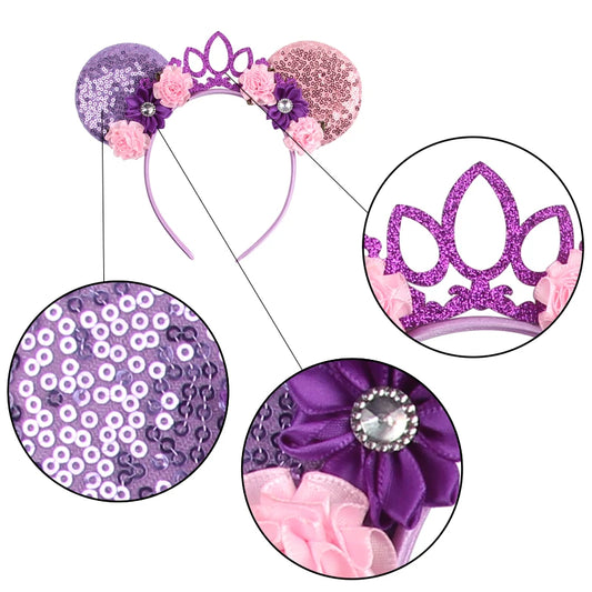New Christmas Halloween Mouse Ears Headband Cartoon Sequin Bows Headband Birthday Party Princess Cosplay Costume For Women Ad