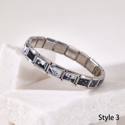 For Women Men Italian Charm Link 9mm Width Silver Gold Color Stainless Steel Bracelets on Hand DIY Making Jewelry