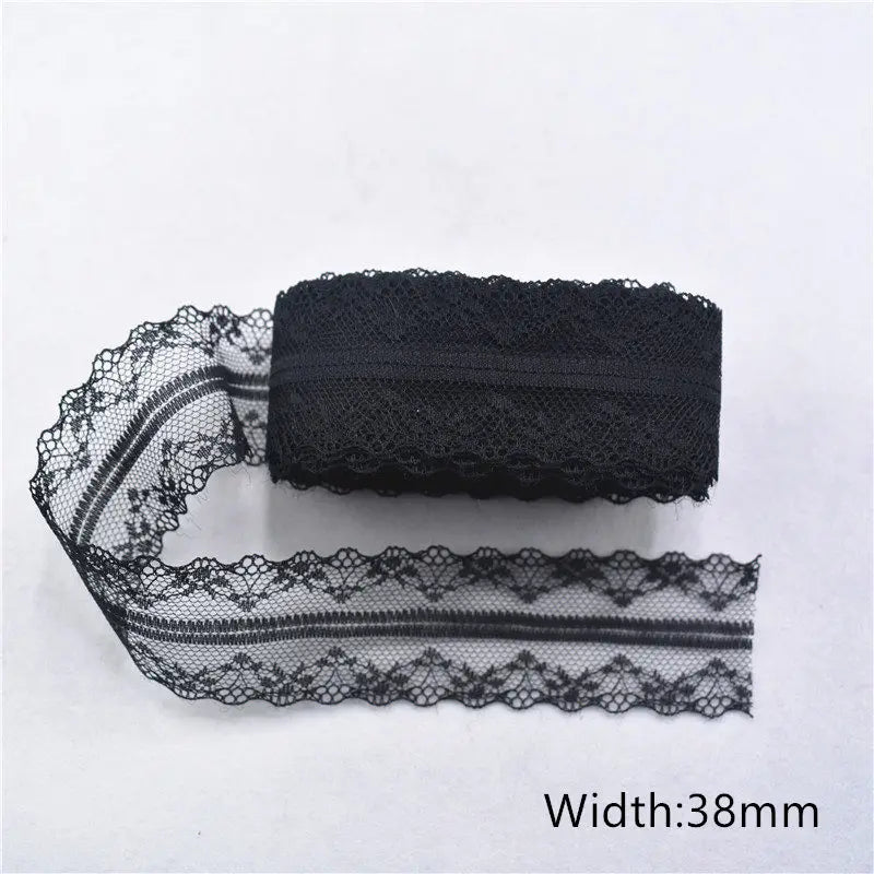 Lace Trim 10 Yards, Black Lace Ribbon for Sewing, Vintage Lace Trim for DIY Crafts, Planner Decorating, Fabric Accent Wide 14
