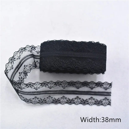 Lace Trim 10 Yards, Black Lace Ribbon for Sewing, Vintage Lace Trim for DIY Crafts, Planner Decorating, Fabric Accent Wide 14