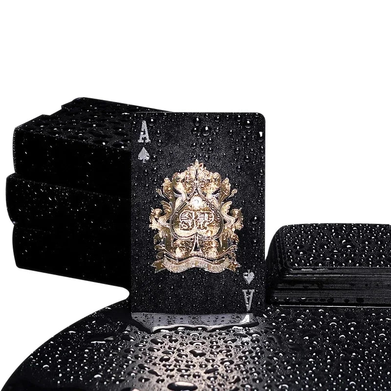 Black Rose Deck Poker Frosted Waterproof Plastic Playing Cards Texas Poker Collection Commemorative Chess Practical Party Gif