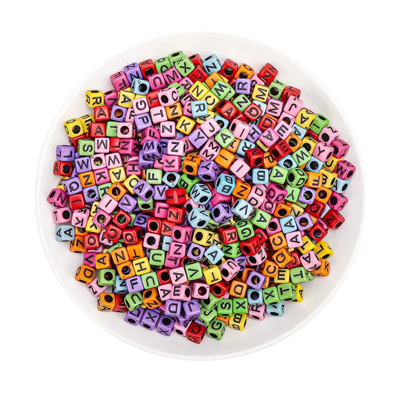 500/300pcsAcrylic Alphabet Cube Beads, Assorted A-Z Letter Spacer Beads for Bracelet, Necklace DIY Jewelry Making Craft Suppl