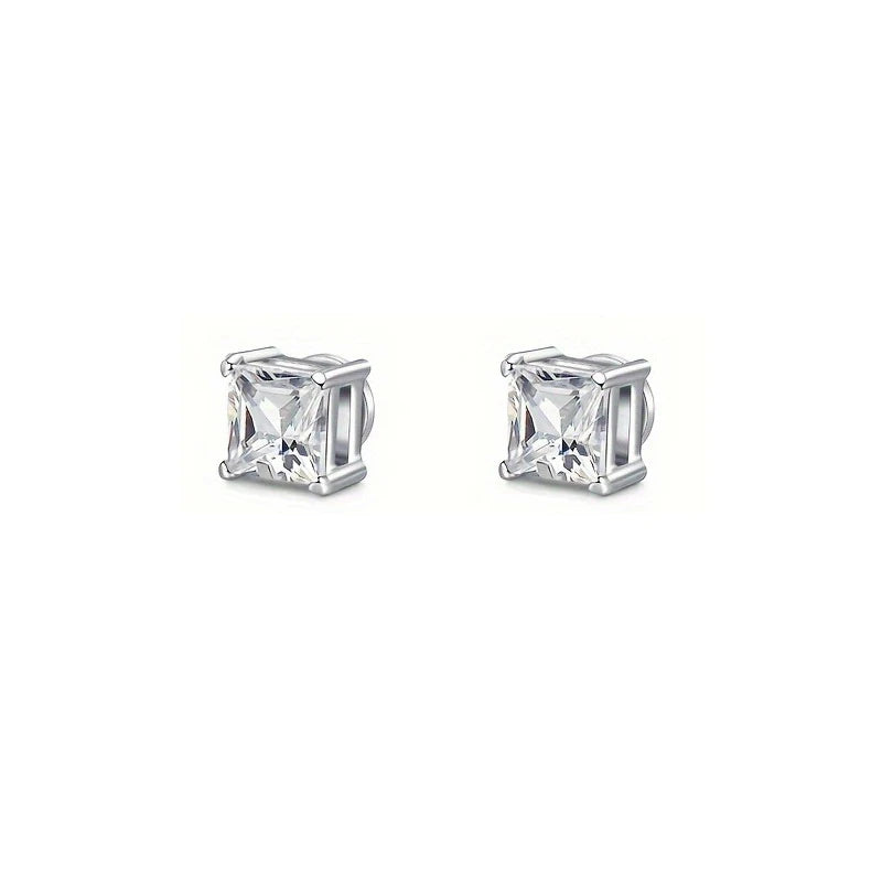 Set of man's magnetic earrings without punching ear clips,stainless steel personalized punk style women's ear studs - silver 