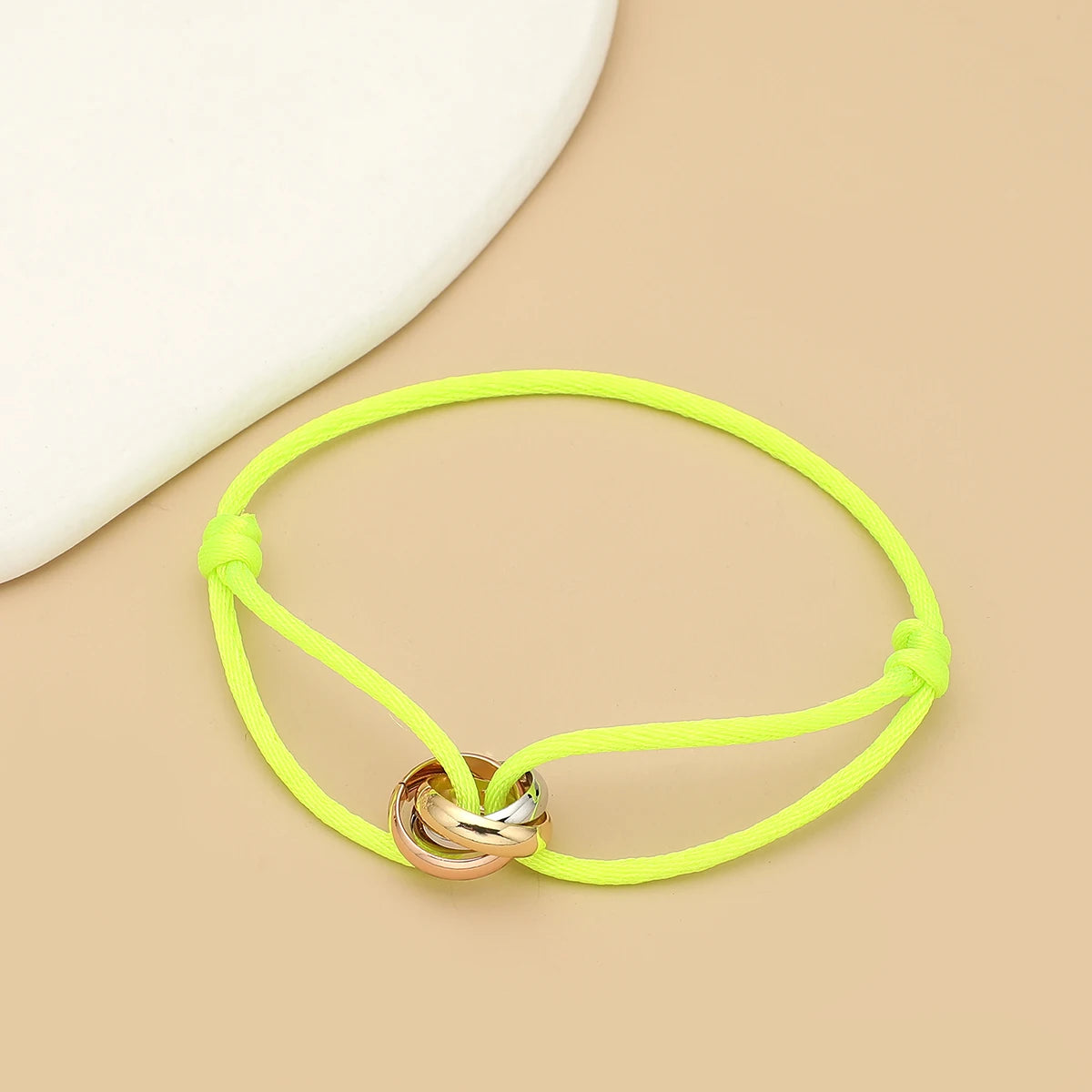 Simple Fashion Unisex Bracelet 3 Metal Round Circle Accessory Adjustable Men's Rope Bracelet for Women Jewelry Gifts