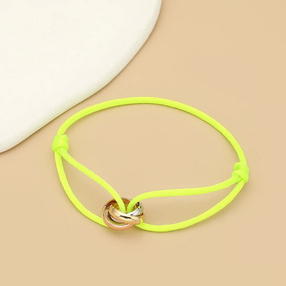 Simple Fashion Unisex Bracelet 3 Metal Round Circle Accessory Adjustable Men's Rope Bracelet for Women Jewelry Gifts