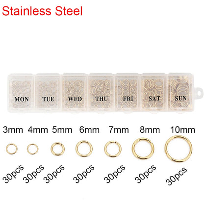 Stainless Steel Lobster Clasps Open Jump Rings Crimp Beads Caps For Diy Bracelet Necklace Supplies Jewelry Making Kit Set Box