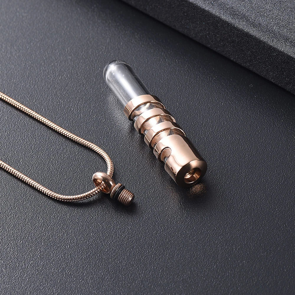 Clear Glass Tube Cremation Urn Jewelry Ashes Holder Necklace Keepsake Memorial Pendant Stainless Steel Cremation Jewelry