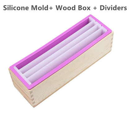 Silicone Soap Mold Flexible Rectangular Loaf Mold with Wood Box Soaps Making - soap mold dividers A