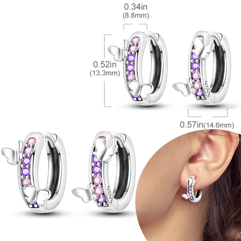 925 Sterling Silver Hoops Earrings Hypoallergenic Hoops Earrings With Zirconia Fashion Jewelry for Women Girls - KTE166