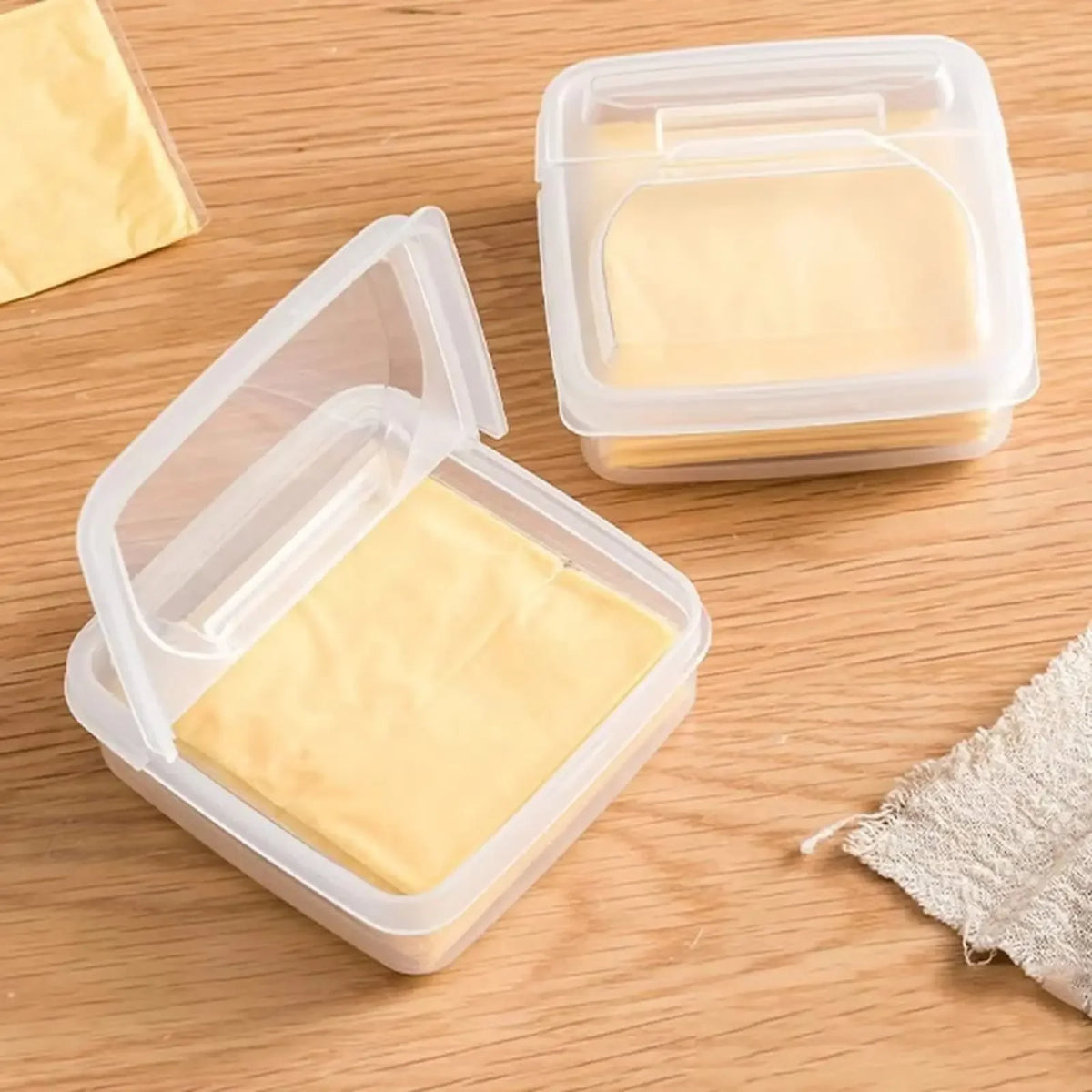 1PC Sliced Cheese Container for Fridge, Clear Plastic Butter Block Cheese Slice Storage Box with Flip Lid for Refrigerator Fo