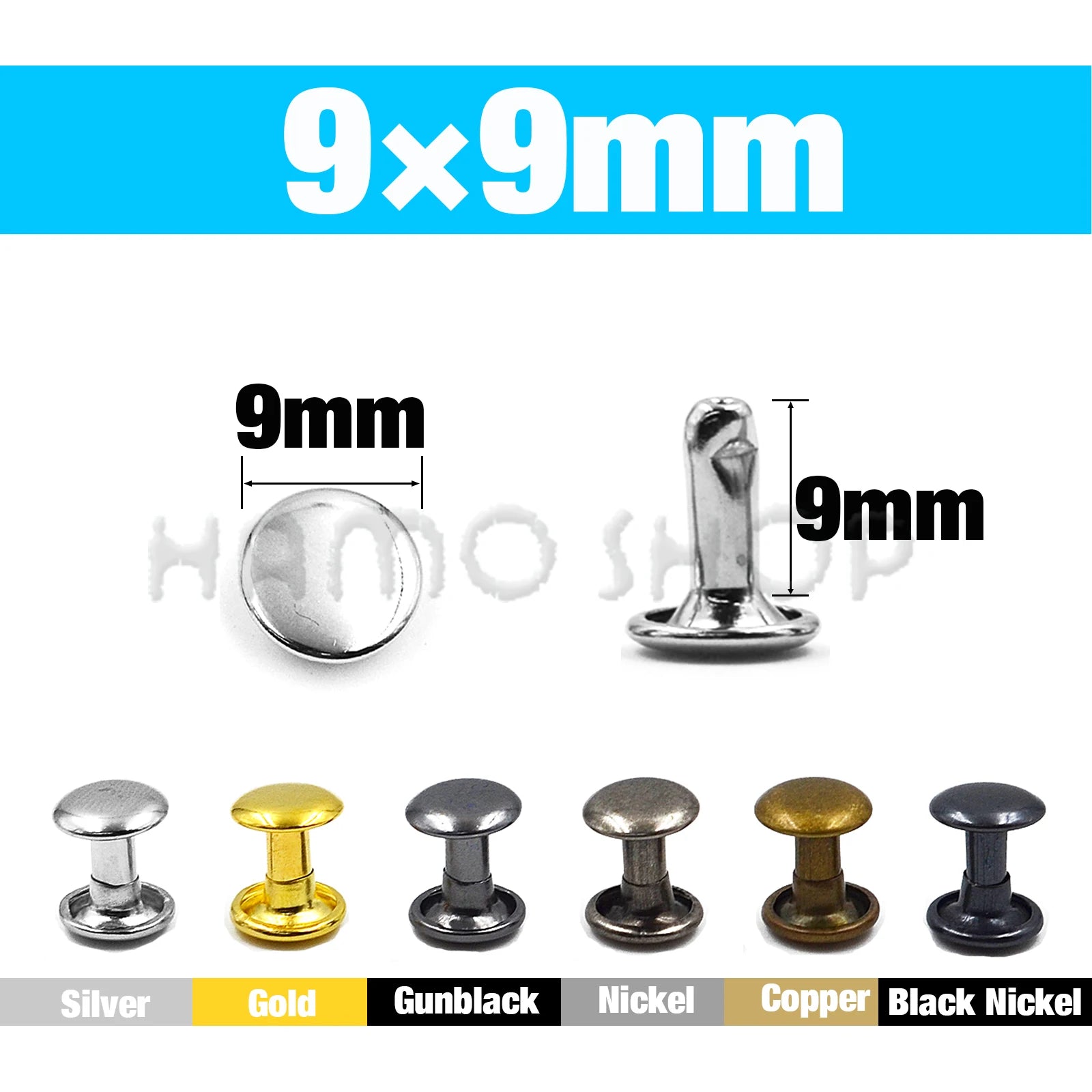 100Sets 5-15mm Metal Double Cap Rivets Stud Round Nail Rivet For Leathercraft Accessories Repair Shoes Bag Belt Clothing Garm