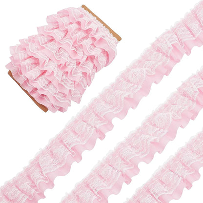 2 Yards Black White Pink Fold Wave Embroidery Lace Fabric Trim DIY Clothing Daily Home Decoration Accessory 5CM Wide