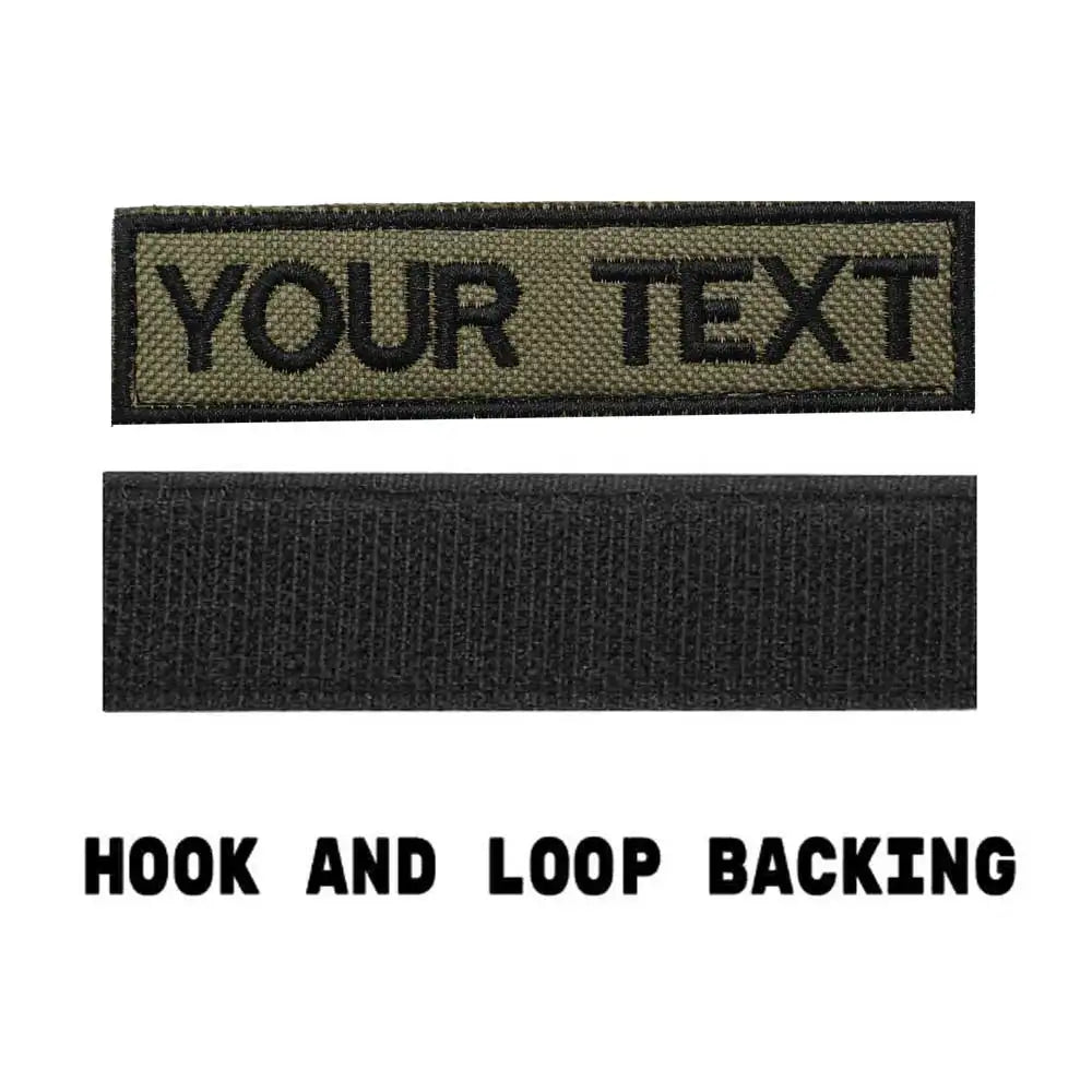Customized name text embroidery patch, tactical name patch, back with hook or iron on - army green  VELCRO