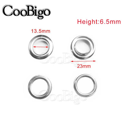 100 Sets Metal Eyelet Grommet Ring Kit for Garment Canvas Sewing Accessories Silver 2mm 3mm 4mm 5mm 6mm 8mm 10mm 12mm 14mm 17