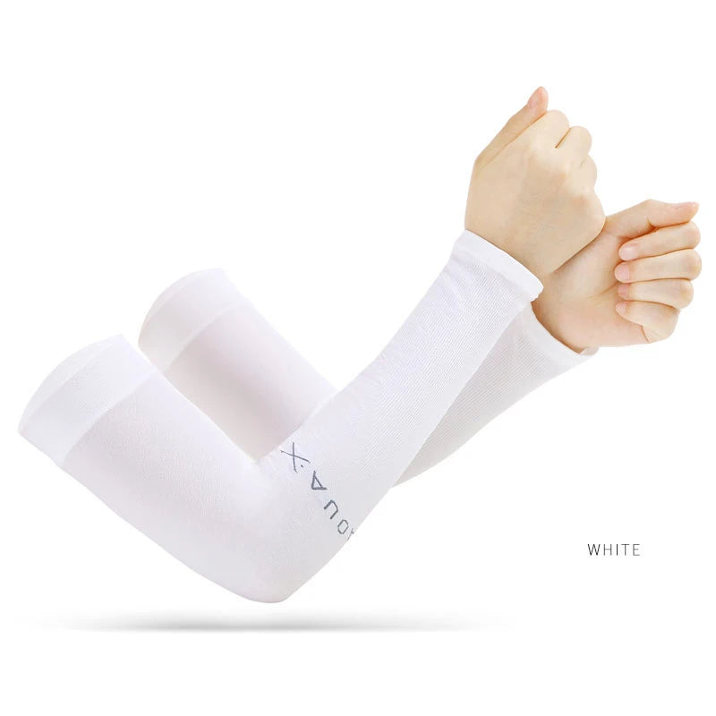 Anti-UV Arm Covers for Men Women Cycling Fingerless Gloves Summer Sport Ice Silk Cool Scarf Silk Elastic Arm Covers Driving -