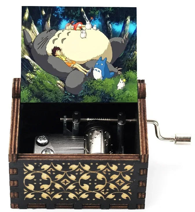 2025 HOT NEW GOOD toy Wooden painted music box, Totoro music gift, ornament, light luxury wooden hand cranked music box