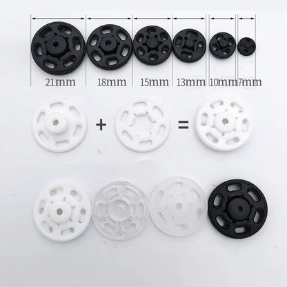50set Plastic Sew-on Press Buttons Round Clear Invisible Snap Fasteners Buttons for Sewing Baby Clothing DIY Crafts Handmade