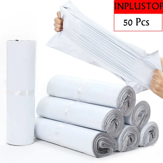 INPLUSTOP Ploy Shipping Bags Opaque PE Plastic Express Envelope Storage White Color Mailing Bags Self Adhesive Seal Courier B