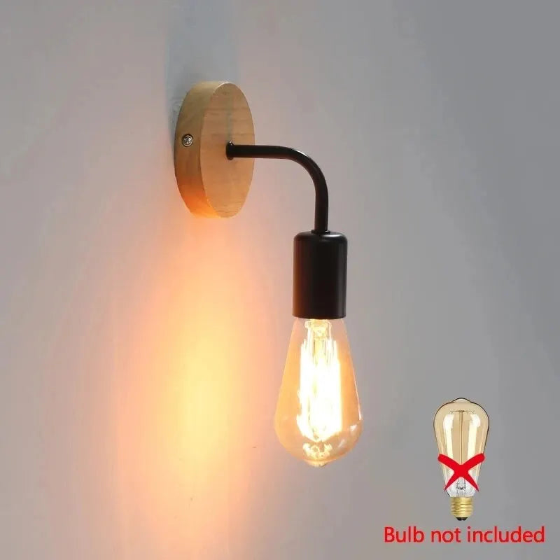 Wood Wall Lamp Vintage Sconce Wall Lights Fixture E27 Bedside Retro Vintage Lamp Industrial Decor Dining Room Bedroom Light -