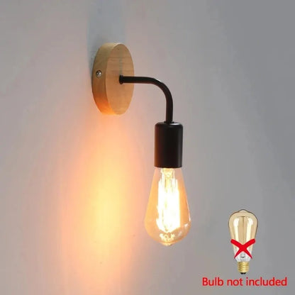 Wood Wall Lamp Vintage Sconce Wall Lights Fixture E27 Bedside Retro Vintage Lamp Industrial Decor Dining Room Bedroom Light -