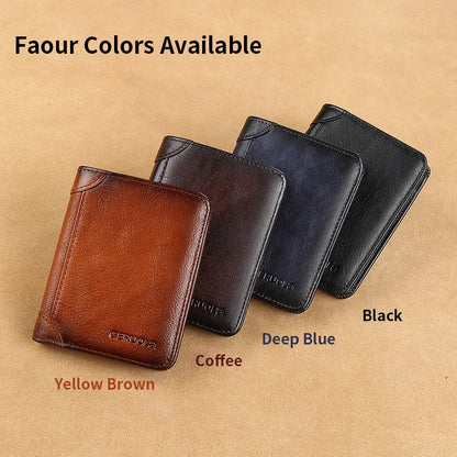 GERUOLA Slim RFID Shielded Genuine Leather Wallet for Men-Multifunctional ID & Credit Card Holder Dark Brown with Embellishme