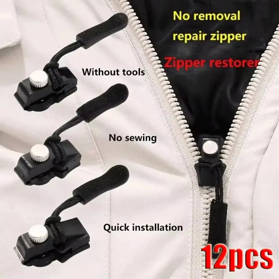 3-60Pcs Universal Zipper Repair Kit Quick Instant Detachable Zipper Head Replacement Zipper Slider Pull for 3 Different Size