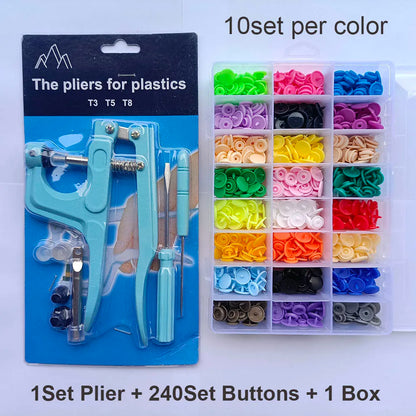 T5 Resin Snap Buttons Set Snaps U Shape Fastener Snap Pliers Buttons Kit Snaps Cloth Buttons DIY Sewing Machine Crafting Tool
