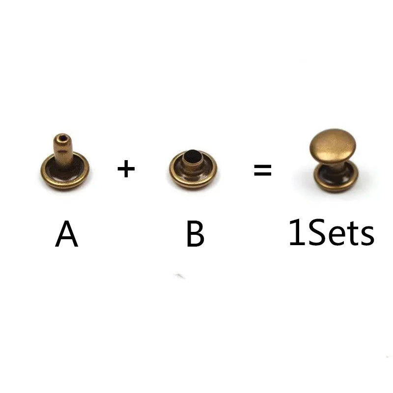 100sets 6-8mm Metal Double Cap Round Rivets Studs Collision Nail Spike Rock Leather Craft Shoe Bag Belt Garment Bracelet DIY