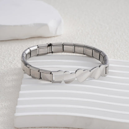For Women Men Italian Charm Link 9mm Width Silver Gold Color Stainless Steel Bracelets on Hand DIY Making Jewelry - Type1