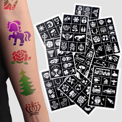 Temporary Tattoo Stencil Templates Set Reusable DIY Painting for Face and Body Art, Christmas Eve Gifts Party Favor Supplies
