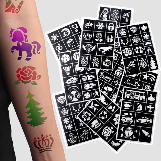 Temporary Tattoo Stencil Templates Set Reusable DIY Painting for Face and Body Art, Christmas Eve Gifts Party Favor Supplies