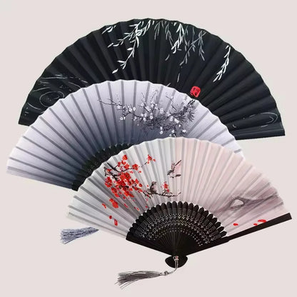 Folding Hand Fan Weddings Traditional Chinese Japanese Korean Art Craft Gift Bamboo Room Dance Props Wood Fans Home Decoratio