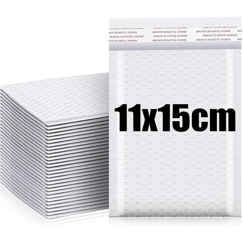 White Self-Sealing Bubble Envelopes Bag Waterproof Mailers Shipping Envelope Pouch Packaging Bags Storage Organizer - 11x15cm