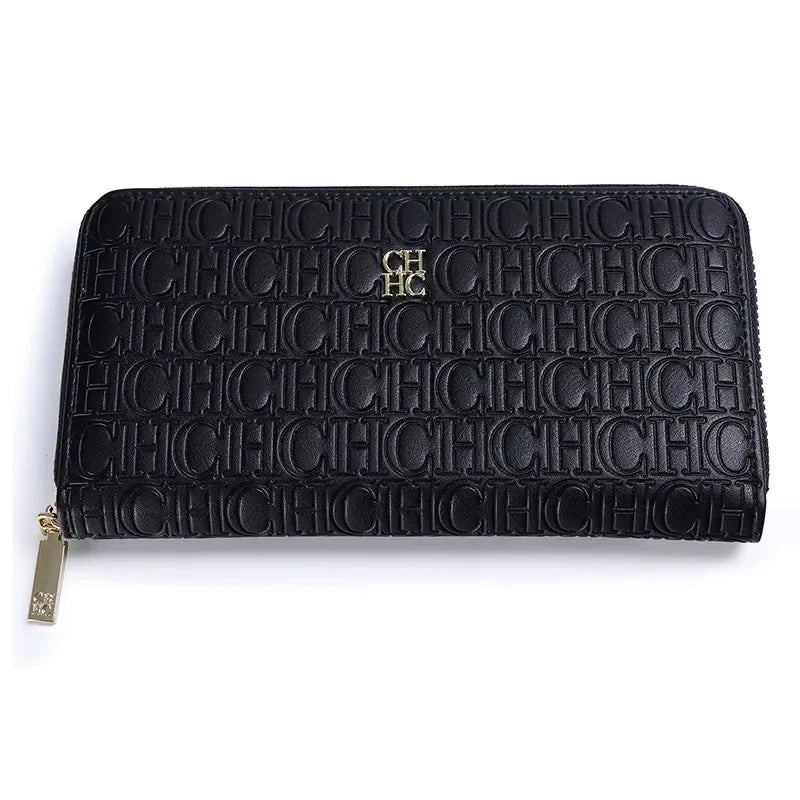 CH Fashion Classic Women's Wallet Standard Solid Color Design Letter Embossed Women's 2025 New Luxury Wallet - black