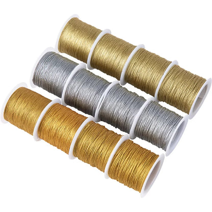 Gold/Silver Thread Macrame Cord Rope Bracelet Necklace Braided String For DIY Tassel Beading Shamballa String Supplies