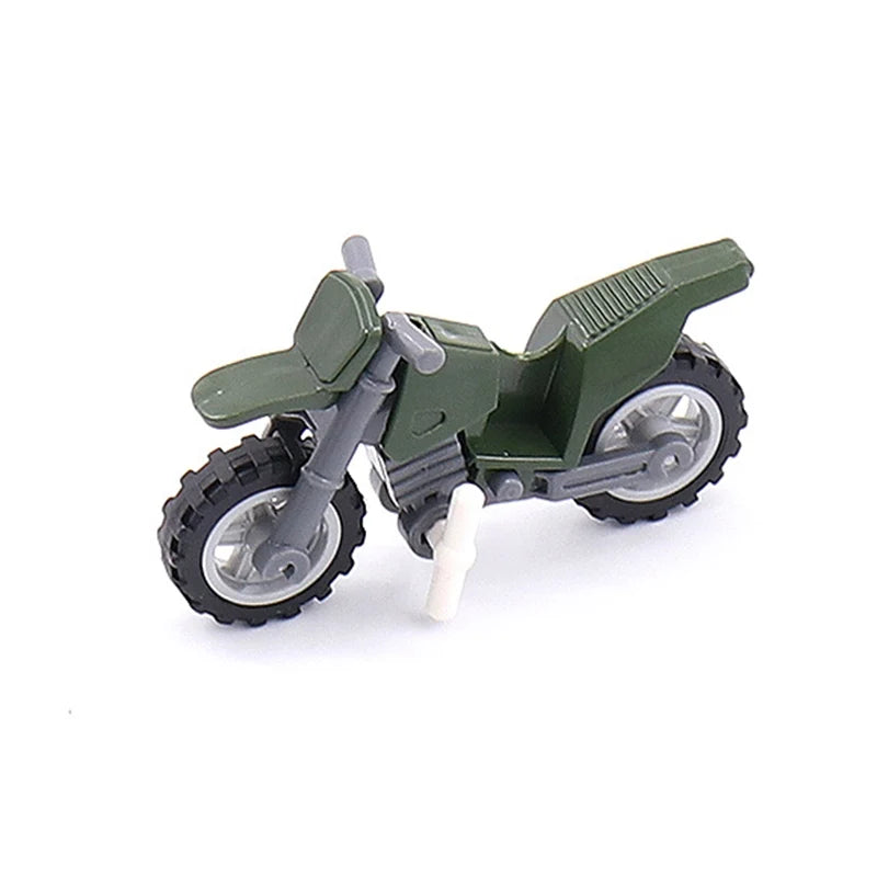 Military Weapon Motorcycle Many Colors Toys For Children Accessories War II Transportation Facility Militaries Compatible Blo