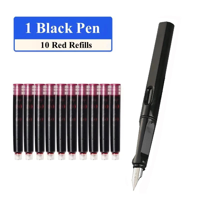 Fountain Pen Set Replaceable Ink Refill Calligraphy Multifunction Pens For Writing 0.38mm Office School Stationery Supplies -