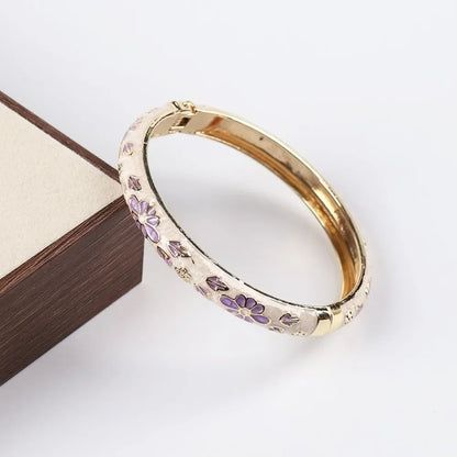 Traditional Vintage Cloisonne Bangle Chinese Classic Hollow Out Flower Bangle Vintage Ethnic Women's Hand Bracelet Jewelry Gi