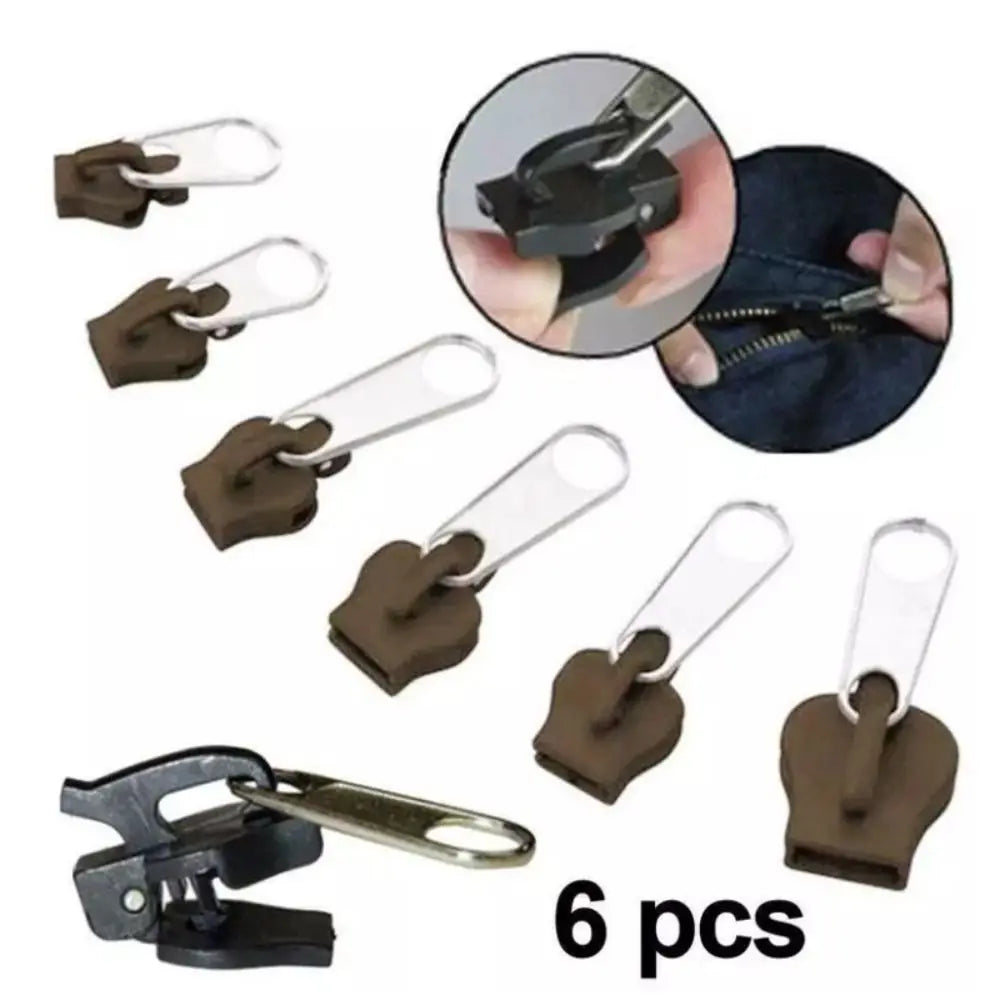 6Pcs Universal Detachable Repairing Zippers DIY Sewing Backpacks Purses Repair Replacement Zippers Sewing Accessories - Coffe